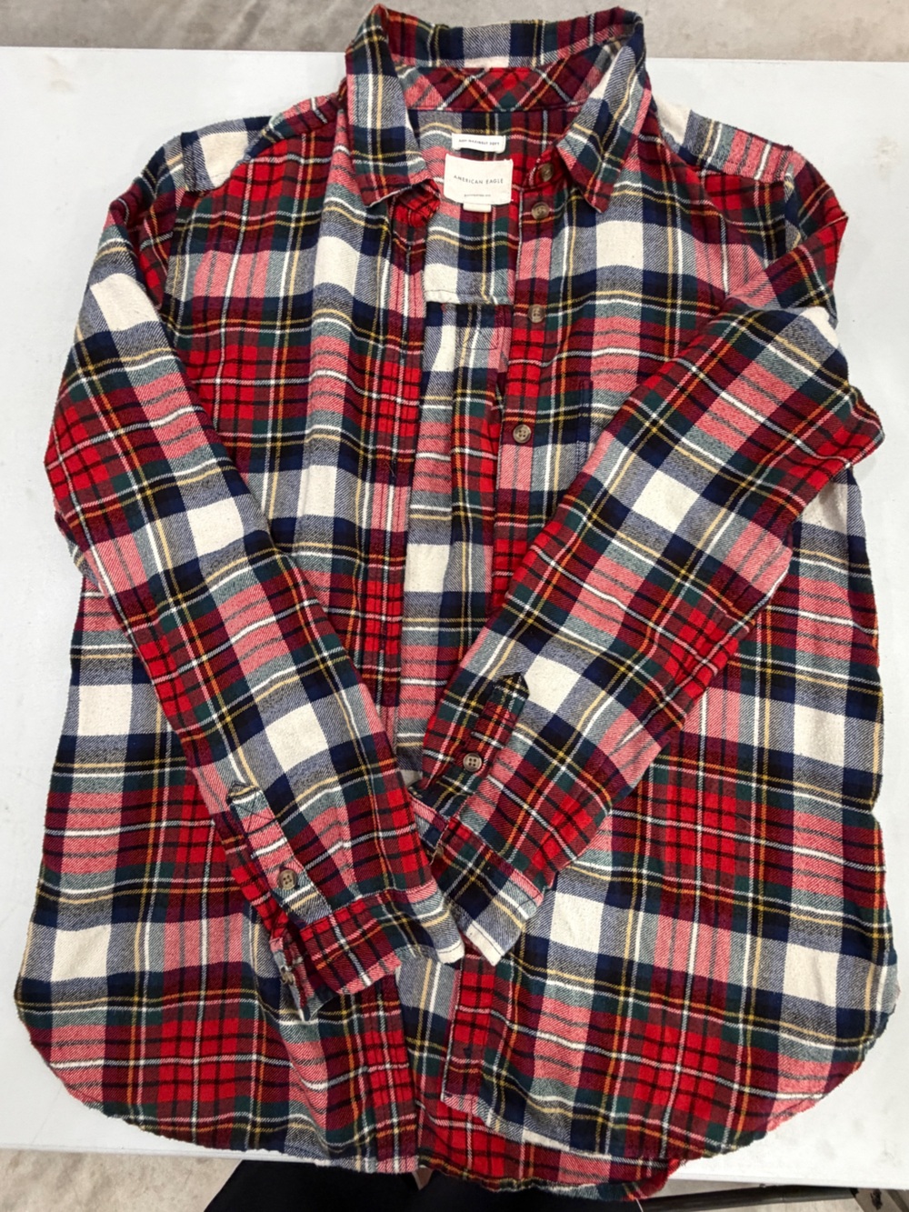 American Eagle Outfitters Ahh-mazingly Soft Red Plaid Button-Down Shirt
